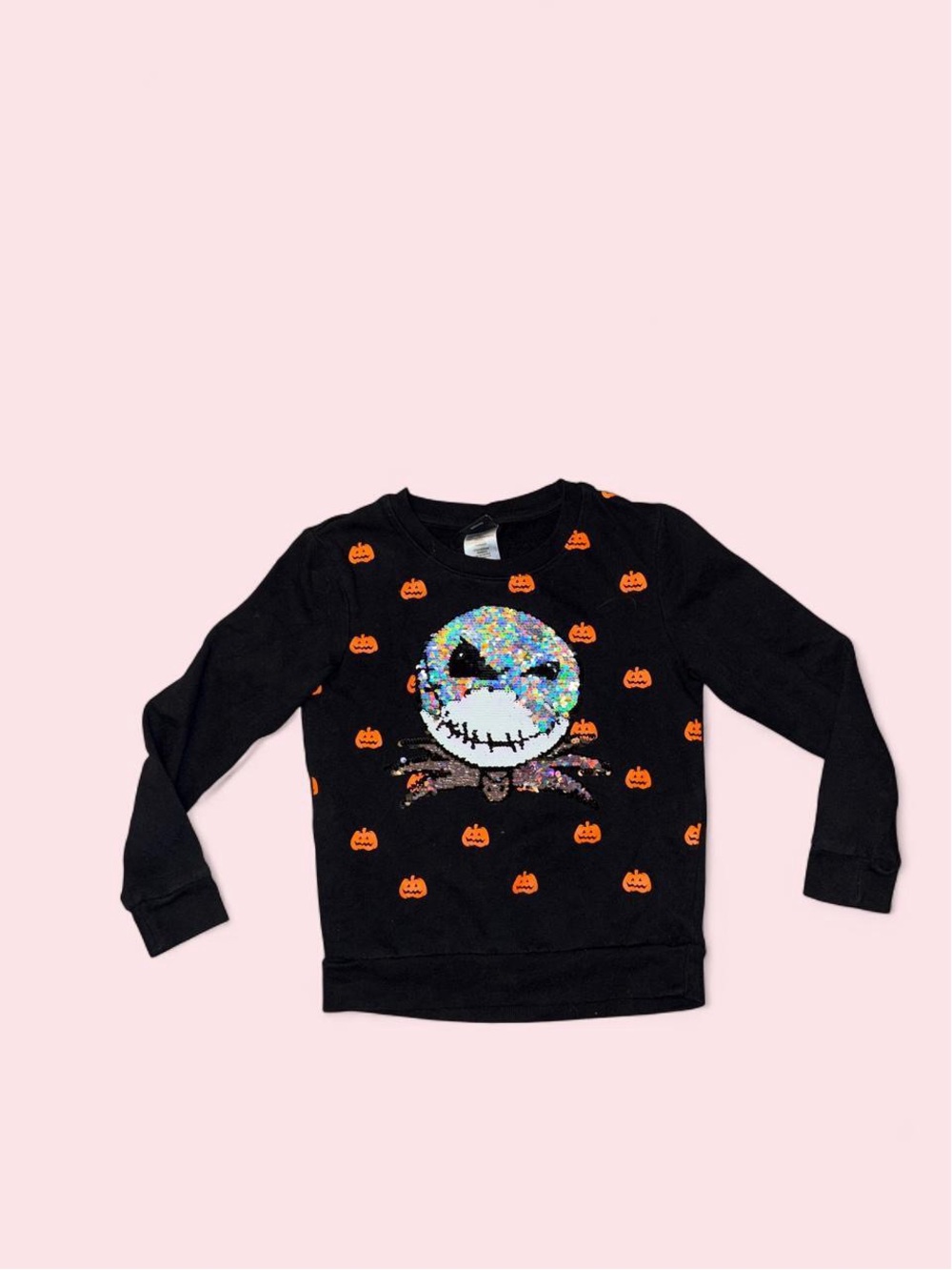 Kids Black Halloween Sequin Skull Sweatshirt
